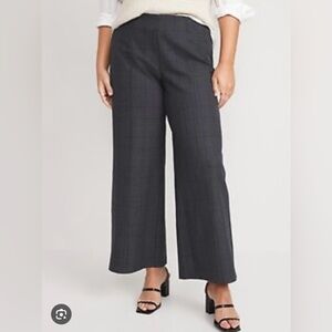 NWT Old Navy High-Waisted Plaid Pull-On Pixie Wide-Leg Pants